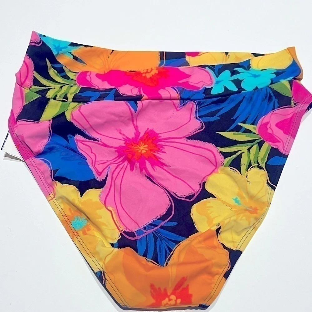 SUNDAZED Cora Floral-Print High-Waist Bikini Bottoms, multi XL